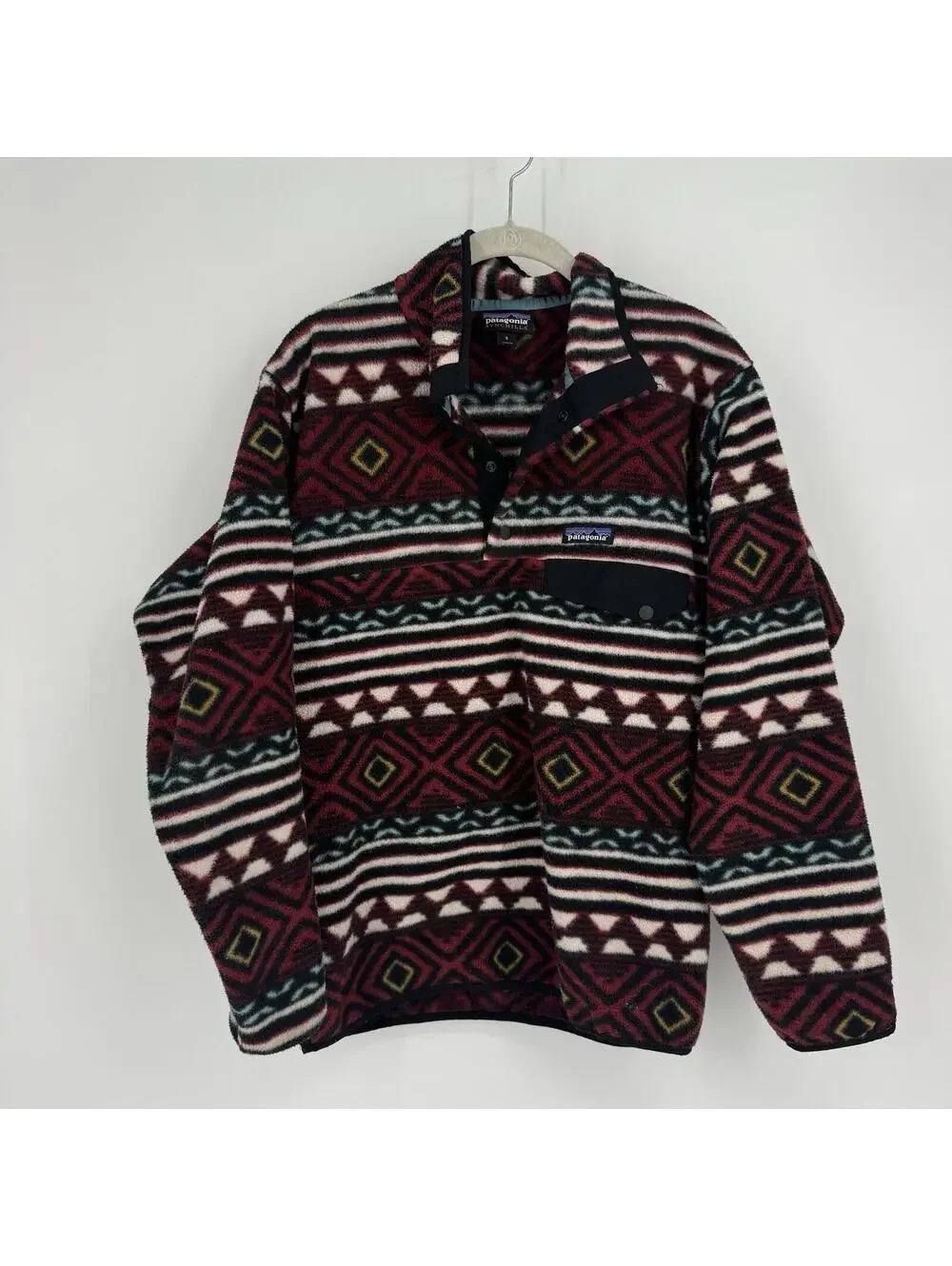 patagonia sweatshirt aztec mens small synchilla snap-t saltillo cinder red